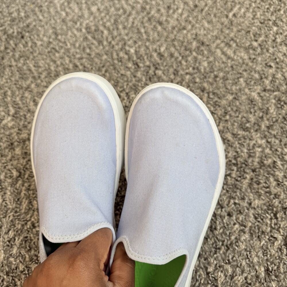 OOFOS Slip-On Athletic Shoes Lavender with Lime Green Lining - Picture 5 of 8